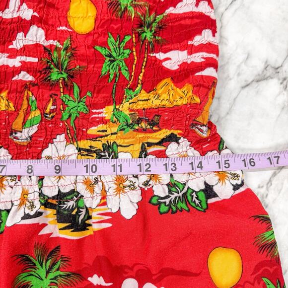 Strapless Halter Tropical Print Dress Floral Tie Waist Medium Beach Resort Wear - Picture 5 of 9